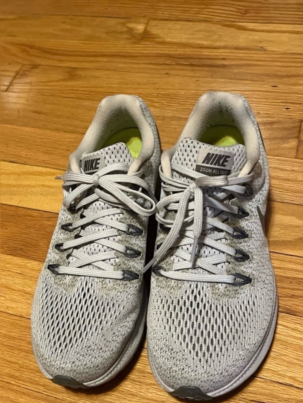 Nike Zoom All Out Mesh Running Shoes Gray with Neon Green Insoles